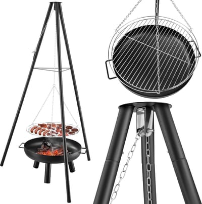 Gregman Roast 35 - Vuurschaal en Grill 2-in-1 - Tuinhaard BBQ met Verstelbaar Rooster - Ebook - Zwart