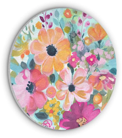 Akoestisch wandpaneel rond 30x30 cm - Vilt schilderij Bloemen - Schilderij - Natuur - Botanisch - Ronde akoestische panelen - Geluidsdempende wanddecoratie - Geluidsisolatie wandcirkel - Muurdecoratie geluidspanelen
