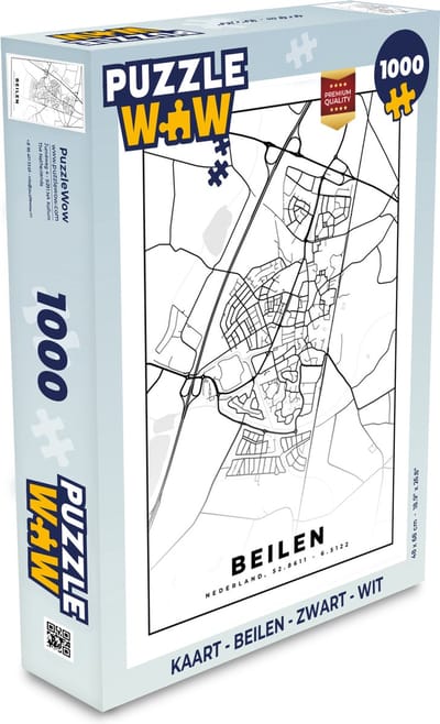 Puzzel Kaart - Beilen - Zwart - Wit - Legpuzzel - Puzzel 1000 stukjes volwassenen