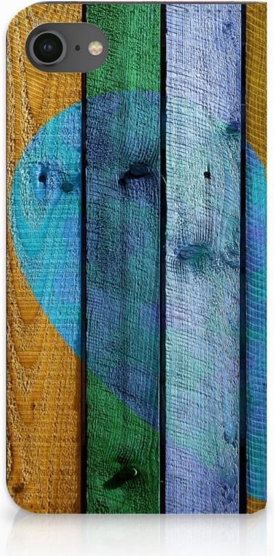 iPhone 7 | 8 | SE (2020) | SE (2022) Book Wallet Case Wood Heart - Cadeau voor je Vriend