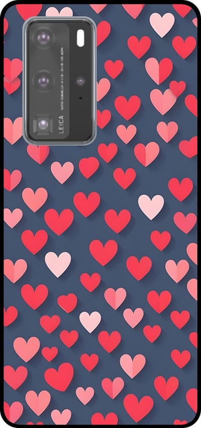 Smartphonica Telefoonhoesje Geschikt voor Huawei P40 Pro met Roze en Rode Hartjes Opdruk - TPU Backcover Case With Rosé and Red Heart Design geschikt voor Huawei P40 Pro