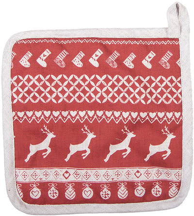 Clayre & Eef Pannenlap 20x20 cm Rood Katoen Hert