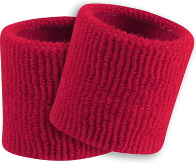 TCK - Polsbanden - Badstof - Diverse Sporten - Volwassenen - Terry - Standard Weight - 8 cm - Paar - Rood - One Size