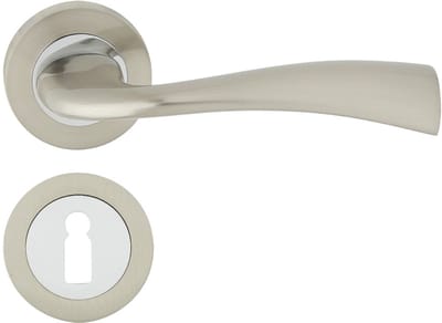 Domino® Deurkrukgarnituur FLY R ECO M6/M9 - Chroom/Nikkel - BB- gladde sleutel met Ronde Rozette - Deurbeslag van aluminium - Deurklink voor kamerdeur, kantoordeur, kelderdeur en binnendeur