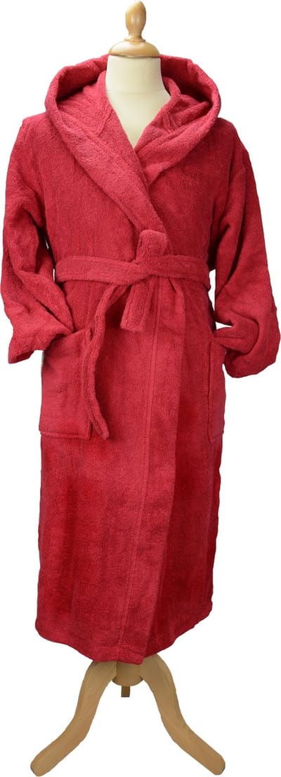 ARTG® Robezz - Badjas met Capuchon - 100% Katoen - Badstof - Donker Rood - Deep Red - Maat XS