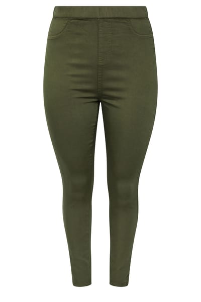 Yours Olijfgroene Grace Jeggings Met Elastische Tailleband Size 42