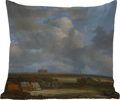 Buitenkussens - Tuin - Gezicht op Haarlem met bleekvelden - Schilderij van Jacob van Ruisdael - 45x45 cm