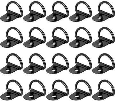 20 D-ringen, roestvrijstalen bevestigingsringen, bevestigingsringen voor aanhangwagens, zwaar materieel, elektrisch gereedschap, kamperen, zwart