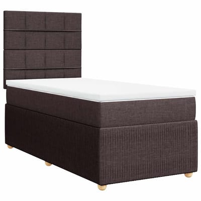 vidaXL - Boxspring - met - matras - stof - donkerbruin - 90x200 - cm