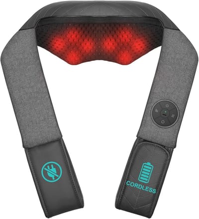Draadloze Nek Massager - Schouder Rug - Spierontspanning Thuis - Met Verwarmingsfunctie - 38 x 20 x 18 cm - Zwart