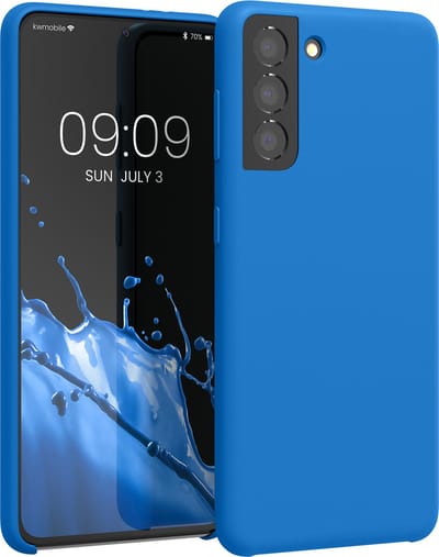 kwmobile telefoonhoesje geschikt voor Samsung Galaxy S21 - Hoesje met siliconen coating - Smartphone case in rifblauw