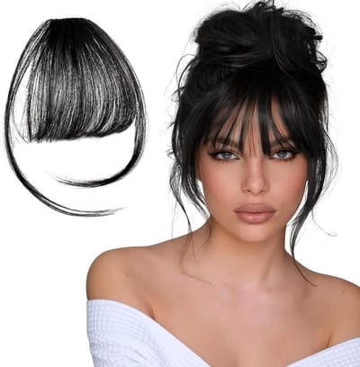 Clip-In Ponytail Haar Extensions voor Vrouwen - Onzichtbare Haarspeld voor Natuurlijke Bangs, Perfect voor Dagelijks Gebruik (Zwart)