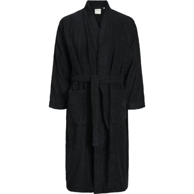 Jack & Jones Badjas Heren Badstof JACSOLID BATHROBE Zwart - Maat S/M