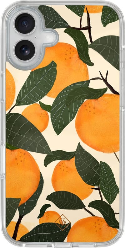 Casimoda® hoesje - Geschikt voor iPhone 16 - Oranges - 2-in-1 case - Schokbestendig - Natuur - Verhoogde randen - Multi, Transparant