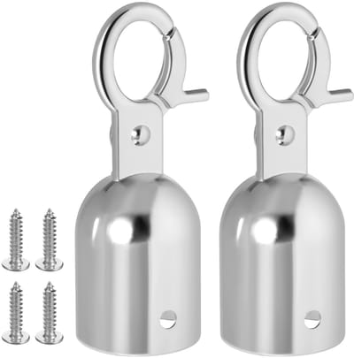 Dailygoods - Homoyoyo 2 stuks staalkabel-eindstopper, touwleuning met karabijnhaak, robuuste karabijnhaak, klokstekker, stalen eindstopper voor terrasbeslag en veilig zilver, 2,99 x 1,10 x 1,10 inch