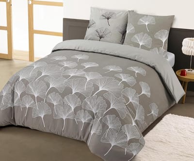 Omkeerbaar Flanel Dekbedovertrek - Ginko Patroon - 240 x 220 cm - Met Kussenslopen - 100% Katoen dekbedovertrek 240 x 220 katoenen