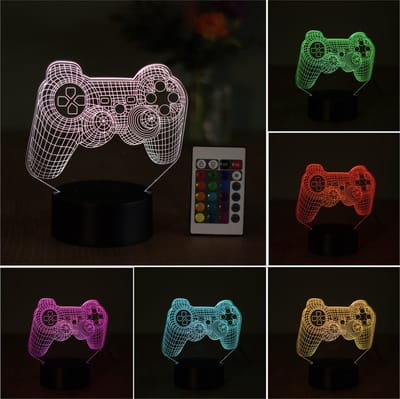 Klarigo® Nachtlamp – 3D LED Lamp Illusie – 16 Kleuren – Bureaulamp- Playstation 5 – PS5 - Playstation Lamp – Playstation Controller - FIFA 22 - Sfeerlamp – Nachtlampje Kinderen – Creative lamp - Afstandsbediening