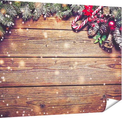Gards Tuinposter Kerst Sfeer Achtergrond met Dennenbomen - 150x120 cm - Tuindoek - Tuindecoratie - Wanddecoratie buiten - Tuinschilderij