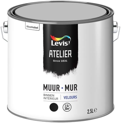 Levis Atelier Muur Binnen Velours - Fluweelmatte watergedragen muurverf - Vloeistof en vlekafstotend - Superieure dekkracht - 2.50 L - RAL 9010 Pure White ( gebrokenwit)