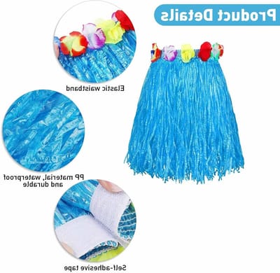 Hula Rok Kostuum Set met Bloemen Bikini Top, Hibiscus Haarclip en Ananas voor Volwassenen - Perfect voor Tropische Feestjes, Zomer Strand en Hawaii Thema Party