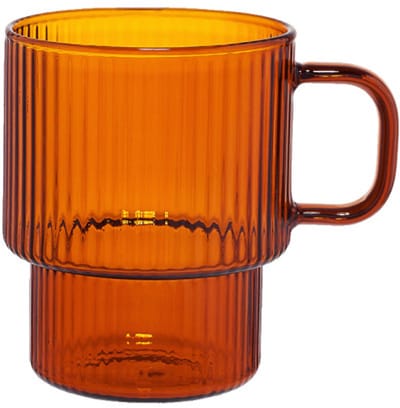 Gegroefd latte glas met oor CHiATO, 260 ml – Bruin