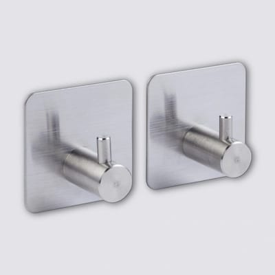 Zwart of Zilver handdoekhaakje zelfklevend 2 stuks Five® (kleurkeuze niet mogelijk) - Zelfklevend | Ophangen zonder boren