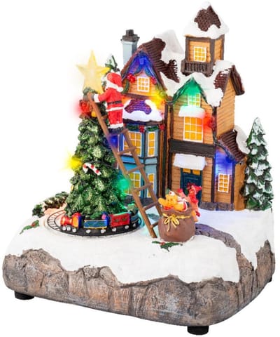 Lumineo kerstdecoratie kerstboom LED verlichting 16x19x22cm polyresin.