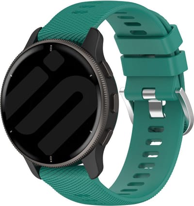 Strap-it Smartwatch siliconen bandje - geschikt voor Garmin Vivoactive 4 (45mm) / Venu 2 / Venu 3 / Forerunner 255 / Forerunner 265 - dennengroen