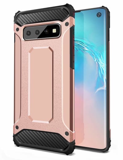Ntech Hoesje Geschikt Voor Samsung Galaxy S10+ Hybrid Armor hoesje - Rose Goud