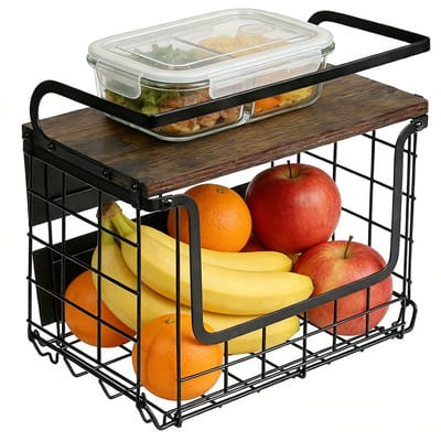 PIPIPOXER Magnetisch Keukenrek Hangend -Zelfklevend Wandrek -Kruidenrek Ophangbaar -Badkamer Rekje-Fruitmand Hangend- Keuken Organizer- 10kg Draagvermogen - Zwart