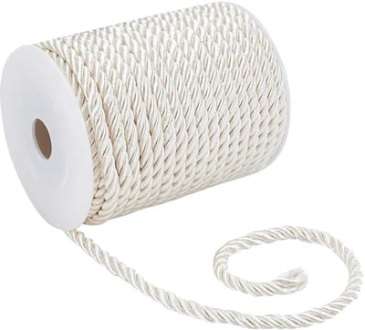 Dailygoody - Decoratieve Touw - 5mm Dikke Katoenen Koord - Blanched Almond - Voor Huisdecoratie - Ideaal voor Gordijnen en Afwerking - 18.3m Rol