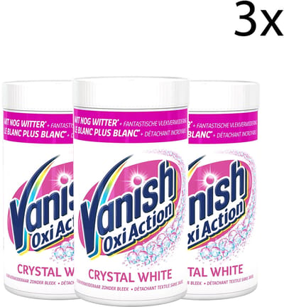 Vanish Oxi Action Crystal White Base Poeder - Voor Witte Was - 1,5kg x3