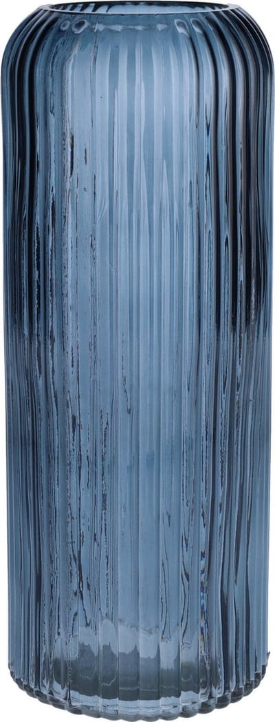 Bellatio Design Bloemenvaas - denim blauw - tansparant glas - 10 x 25 cm - vaas