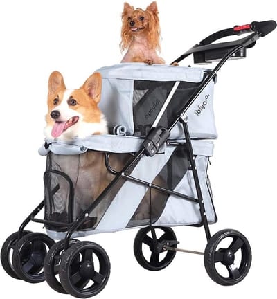 Dubbeldekker kinderwagen voor honden en katten - Ruime en veilige huisdieren kinderwagen