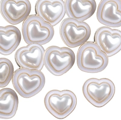30 stuks witte parelknopen met gouden rand, nepparel kleding knopen hart vintage acryl knopen bulk voor kleding jurk shirt