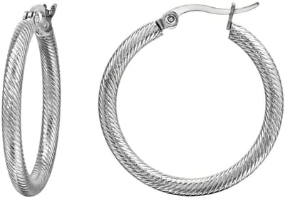 30mm RVS Hoepeloorbellen met Slangenhuid Patroon en Franse Sluiting
