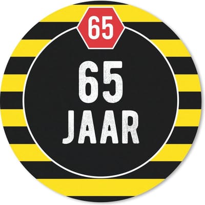 Muismat rond 20x20 cm - Mousepad Jubileum - Decoratie - 65 jaar - Ronde muismatten