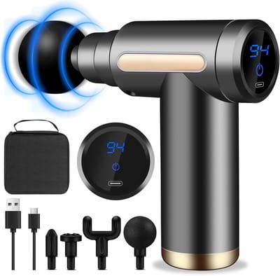Massagepistool Met LCD-Display 4 Massagekoppen En 6 Snelheidsniveaus - 800 mAh Batterij 25-30 Minuten Gebruiksduur - Geluidsarm Draagbaar - Voor Benen Rug Schouders En Voeten