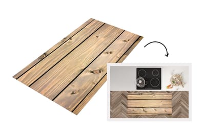 Keukenloper - Loper keuken - Retro - Plank - Hout - Natuur - 120x60 cm - Keukenloper vinyl