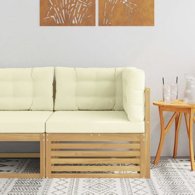 vidaXL - Buitenhoekbank - Massief - Acacia - Hout - Wit