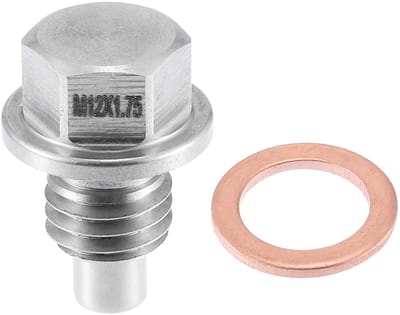 Allecto - Voertuig Motor Magnetische Olie Afvoerplug M12x1.75 - Eenvoudige installatie - Silver Tone - Vuilverzameling - Ideaal voor motoren - Besc...