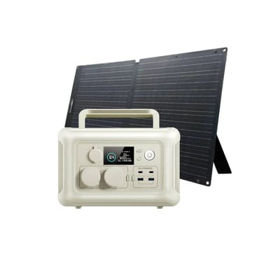 ALLPOWERS Solar Generator Kit 600W (R600 + SOLAX SE100 100W Solar Panel) - R600-Beige+ SOLAX SE100 100W Solar Panel