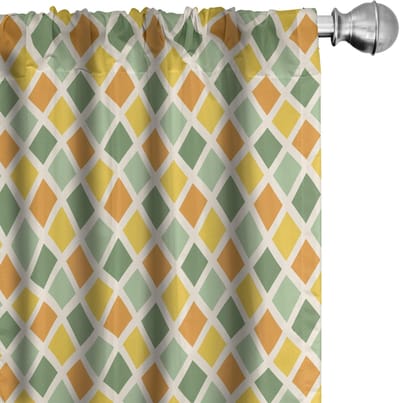 ABAKUHAUS Retro Gordijnen – 2-delige set 75x175 cm – Microvezel, halfverduisterend – Crème-groen
