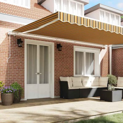 vidaXL - Uitschuifbare - luifel - Meerkleurig - 500 - × - 350 - cm - Stof - en - Aluminium