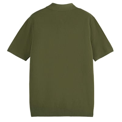 Scotch & Soda Structured Knitted Regular-fit Polo Olive Night Größe: L | Poloshirts Outlet | Herren | Schwarz