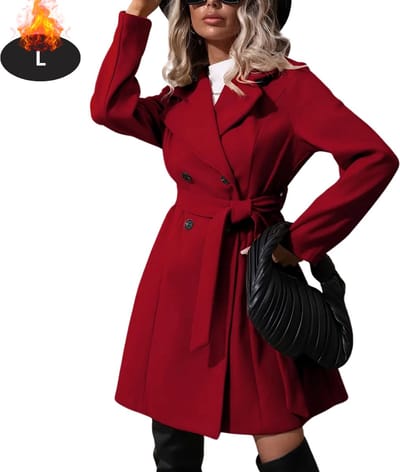 Livano Mantel Dames - Tussenmantel - Jas - Mantelpakje - Trenchcoat - Overjas - Overcoat - Winter - Rood - L