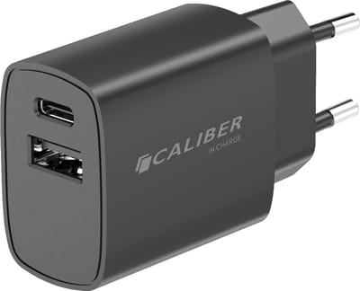USB C Adapter - 20W - 2 Poorten - Snellader - Geschikt voor Smartphones - Universeel - Zwart (PSPQ-20CCB)