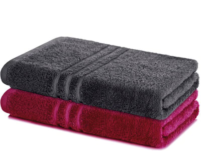 Lavea® Set van 2 badlakens 100x150 cm – 100% katoen, badhanddoeken en handdoeken, zacht, absorberend en duurzaam – ideaal voor badkamer, sauna, spa of hotel – Antraciet en Bordeaux