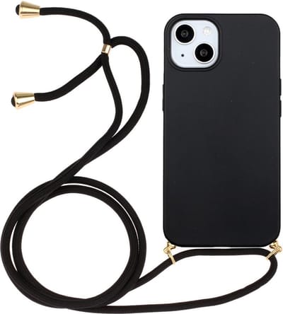 Coverup Hoesje - Geschikt voor iPhone 15 Plus Hoesje - Coverup TPU Back Cover met Koord - Biologisch Afbreekbaar - Zwart