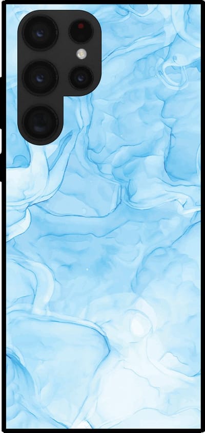 Smartphonica Telefoonhoesje voor Samsung Galaxy S22 Ultra met marmer opdruk - TPU backcover case marble design - Lichtblauw geschikt voor Samsung Galaxy S22 Ultra